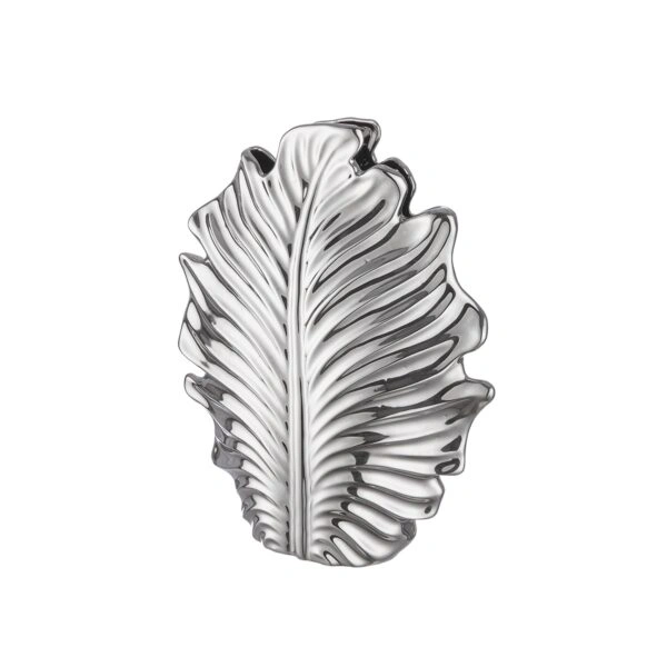 Βάζο Leaf "Monstera" Κεραμικό Ασημένιο PU 23x9.5x30cm