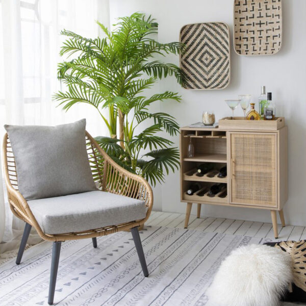 Artekko Cons Μπουφές Κάβα MDF Ψάθα Φυσική Απόχρωση (75x36x78)cm