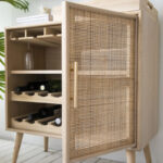 Artekko Cons Μπουφές Κάβα MDF Ψάθα Φυσική Απόχρωση (75x36x78)cm