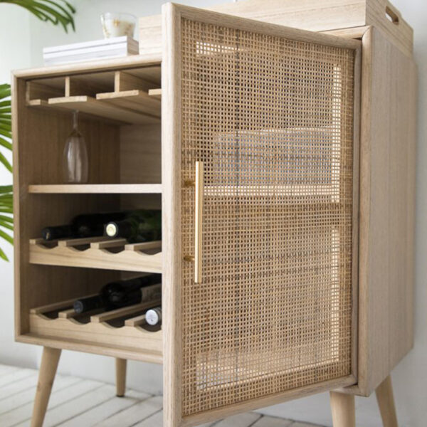 Artekko Cons Μπουφές Κάβα MDF Ψάθα Φυσική Απόχρωση (75x36x78)cm