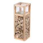 Φανάρι Καταιγίδας "Catasta" Γυάλινο Ξύλο Ecru PU 14x14x40cm