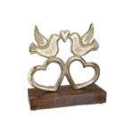 Stand Relief Καρδιά "Turteltauben" Dove Motif Αλουμίνιο Ξύλο Χρυσό PU 4 17.5x6x17cm