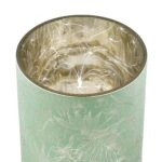 Φανάρι Καταιγίδας Cylindrical "Tropic" Leaf Motif Γυάλινο Πράσινο Pink PU 18 Pcs. Assorted H. cm D. 7 cm