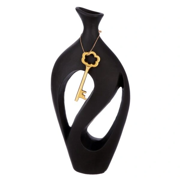 Βάζο "Schlussel" Key Motif Αλουμίνιο Μαύρο PU 19x8.5x38cm