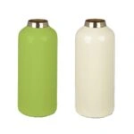 Βάζο "Roro" Μέταλλο Cream Πράσινο PU 2 Pcs. Assorted H. 20 cm D. 85 cm