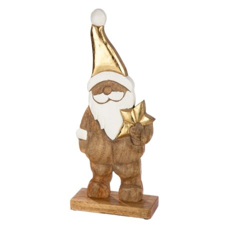 Φιγούρα Santa "Natal" Αλουμίνιο Mango Ξύλο Ecru Χρυσό Λευκό PU 4 16.5x7x40.5cm