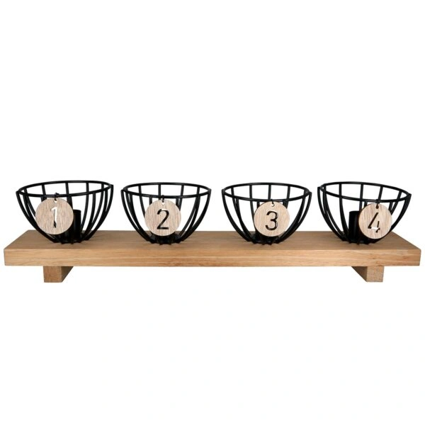 Κηροπήγιο Ορθογώνιο Μεταλλικό Ξύλο Μαύρο Εκρού 455X10X10Cm 455X10X10Cm