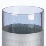 Φανάρι Καταιγίδας "Canus" Γυάλινο Γκρι Ασημένιο PU 8H. 10 cm D. 10 cm