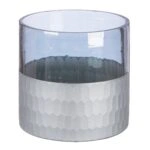 Φανάρι Καταιγίδας "Canus" Γυάλινο Γκρι Ασημένιο PU 8H. 10 cm D. 10 cm