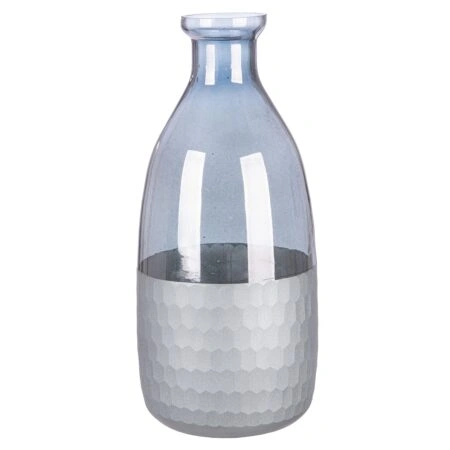 Βάζο Μπουκάλι 'Canus' Γυαλί Γκρι/Ασημί 10x10x24cm