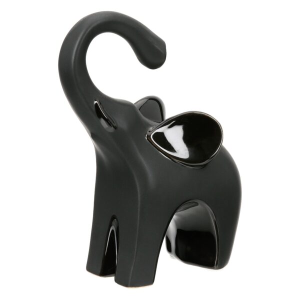 Sculpture Elephant Ceramic Black 2 Assorted 9X6X17Cm 9X6X17Cm