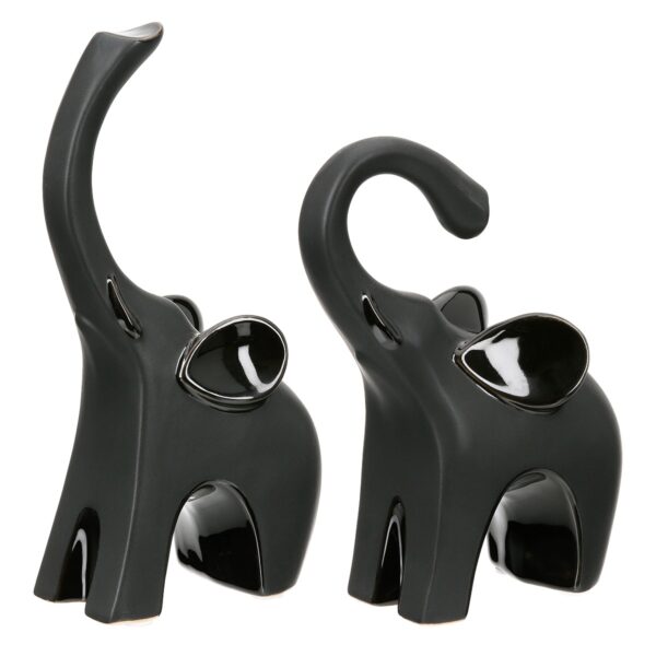 Sculpture Elephant Ceramic Black 2 Assorted 9X6X17Cm 9X6X17Cm