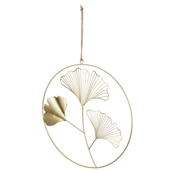 Κρεμάστρα Στρογγυλό Ginkgo Motif Μεταλλικό Χρυσό Χρώμα 34X0X49Cm 34X0X49Cm
