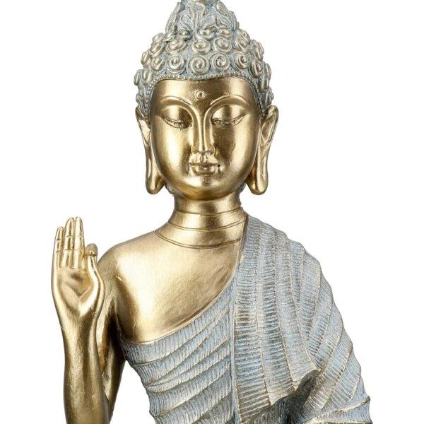 Φιγούρα Buddha Συνθετική Ρητίνη Γκρι Χρυσό Χρώμα 16X8X25Cm 16X8X25Cm