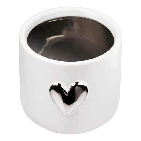 Planter Heart Motif Κεραμικό Λευκό D8X9Cm D8X9Cm