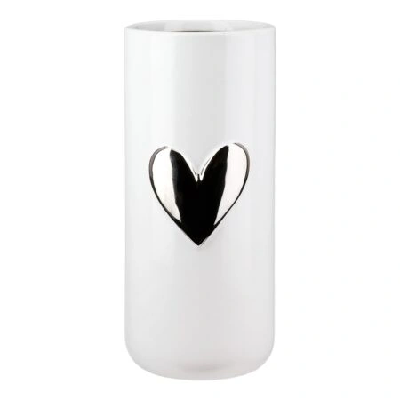 Βάζο Καρδιά Μοτίφ Κεραμικό Λευκό D10X22Cm D10X22Cm