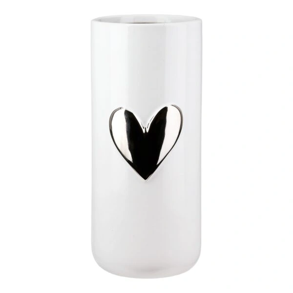 Βάζο Καρδιά Μοτίφ Κεραμικό Λευκό D10X22Cm D10X22Cm