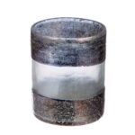 Φανάρι Καταιγίδας Cylindrical "Ramon" Γυάλινο Brown PU 12 H. 9 cm D. 7 cm