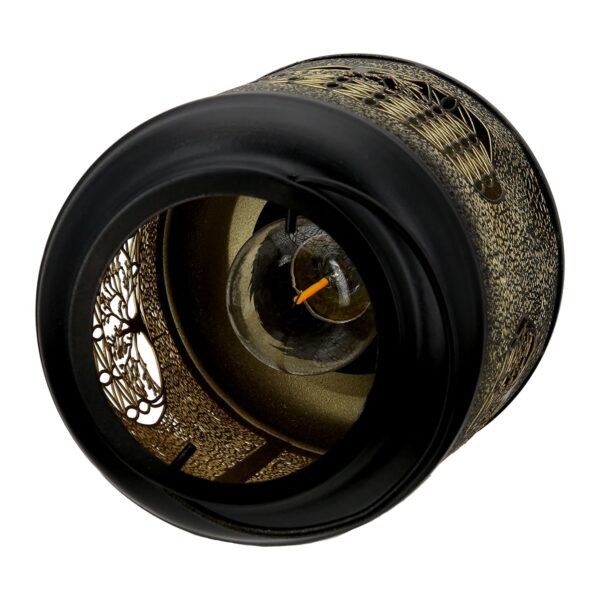 Φανάρι (Led) Κυλινδρικό Μοτίβο Ελέφαντα Μεταλλικό Μαύρο D14X20Cm D14X20Cm