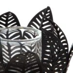 Κηροπήγιο ρεσώ Φύλλο Μοτίφ Μεταλλικό Μαύρο 18X18X9Cm 18X18X9Cm