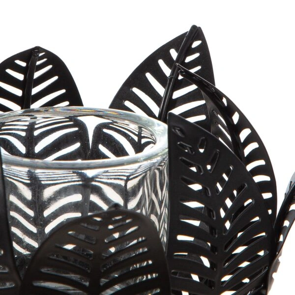 Κηροπήγιο ρεσώ Φύλλο Μοτίφ Μεταλλικό Μαύρο 18X18X9Cm 18X18X9Cm