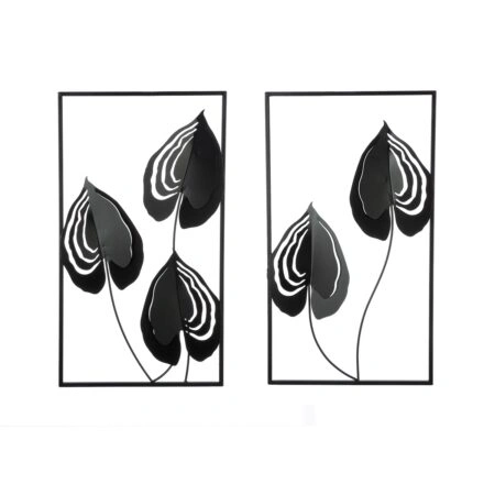 Ανάγλυφο τοίχου μοτίβο φύλλου μεταλλικό μαύρο 2 Ποικιλία 30X2X55Cm 30X2X55Cm