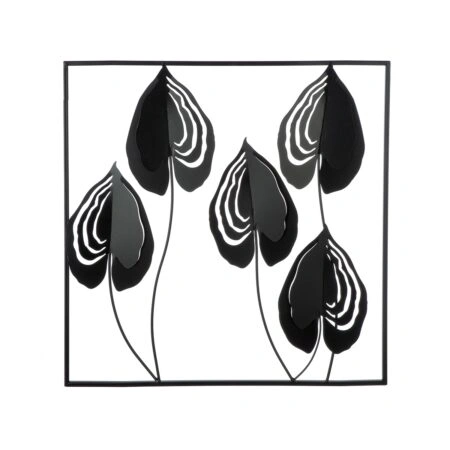 Ανάγλυφο τοίχου Μοτίβο φύλλου μεταλλικό μαύρο 55X2X55Cm 55X2X55Cm