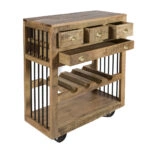 Artekko Attari Ξύλινος Μπουφές Κάβα με Ράφι για Μπουκάλια σε Μελί Απόχρωση (90x40x100)cm