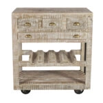 Artekko Attari Ξύλινος Μπουφές Κάβα με Ράφι για Μπουκάλια σε Λευκή Πατίνα (90x40x100)cm