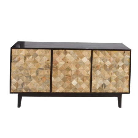 Artekko Attari Μασίφ Ξύλινος Μπουφές σε Φυσική Απόχρωση με Μαύρο (160x45x80)cm