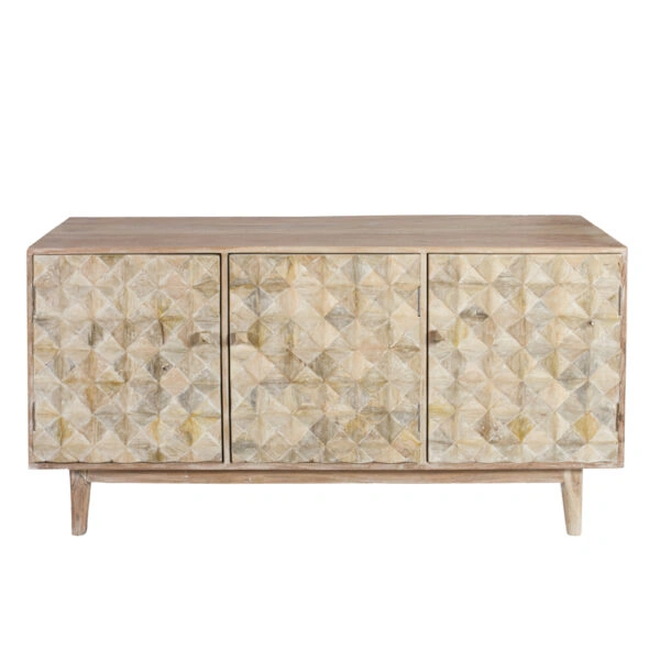 Artekko Attari Μασίφ Ξύλινος Μπουφές σε Λευκή Πατίνα (160x45x80)cm