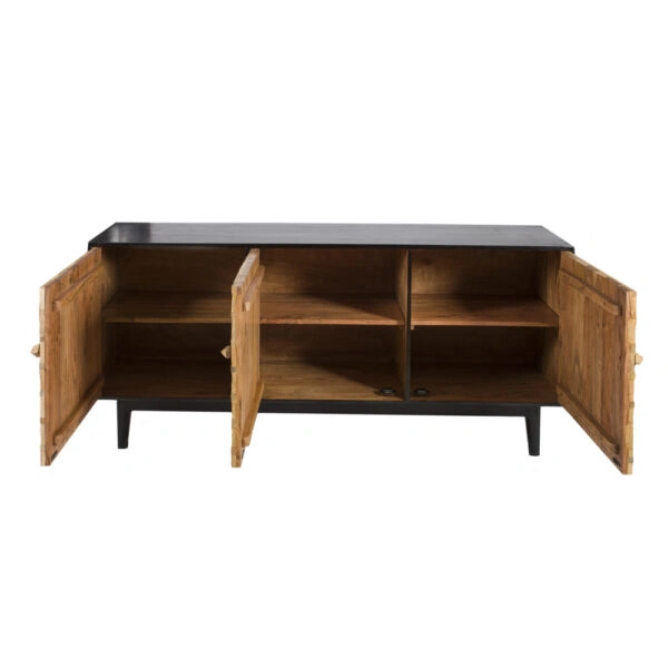 Artekko Attari Μασίφ Ξύλινος Μπουφές σε Φυσική Απόχρωση με Μαύρο (180x45x80)cm