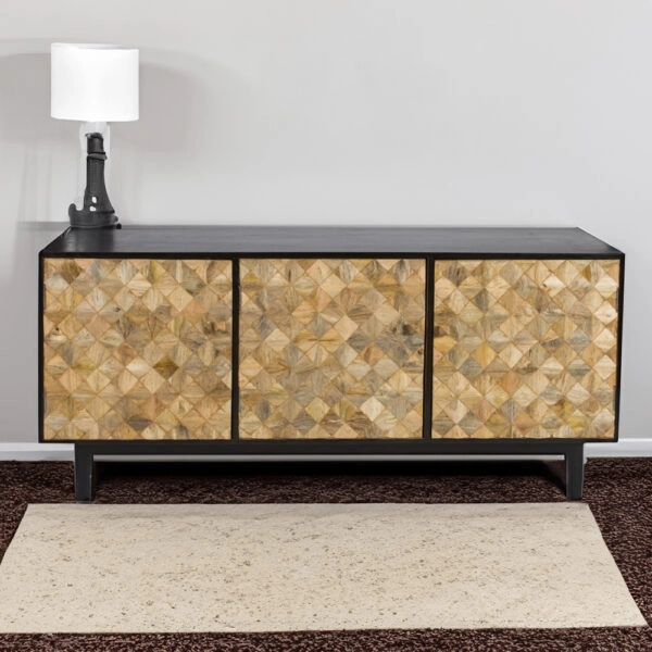 Artekko Attari Μασίφ Ξύλινος Μπουφές σε Φυσική Απόχρωση με Μαύρο (180x45x80)cm