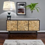 Artekko Attari Μασίφ Ξύλινος Μπουφές σε Φυσική Απόχρωση με Μαύρο (180x45x80)cm