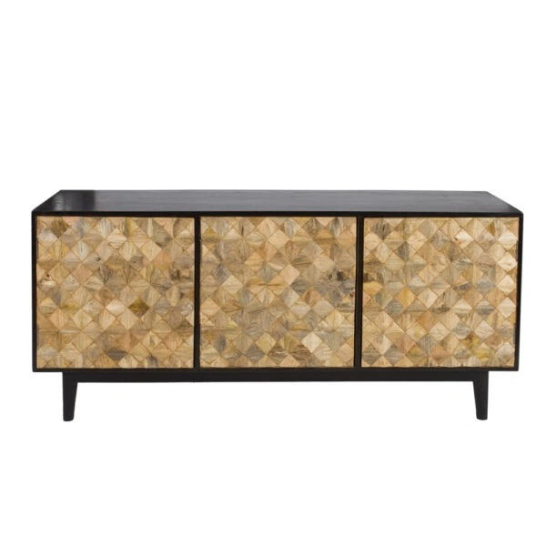 Artekko Attari Μασίφ Ξύλινος Μπουφές σε Φυσική Απόχρωση με Μαύρο (180x45x80)cm