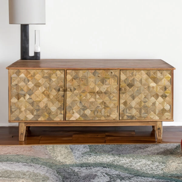 Artekko Attari Μασίφ Ξύλινος Μπουφές σε Μελί Απόχρωση (180x45x80)cm