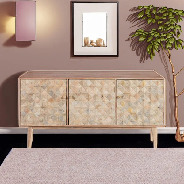 Artekko Attari Μασίφ Ξύλινος Μπουφές σε Λευκή Πατίνα (180x45x80)cm