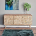 Artekko Attari Μασίφ Ξύλινος Μπουφές σε Λευκή Πατίνα (180x45x80)cm