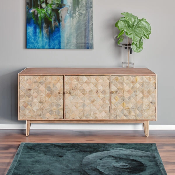 Artekko Attari Μασίφ Ξύλινος Μπουφές σε Λευκή Πατίνα (180x45x80)cm