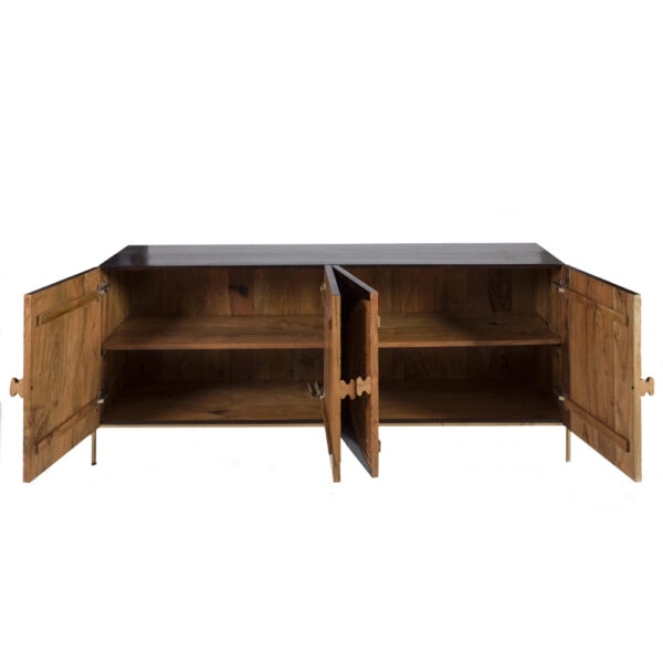 Artekko Attari Μασίφ Ξύλινος Μπουφές σε Φυσική Απόχρωση με Μαύρο (180x45x80)cm