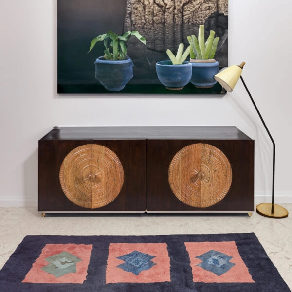 Artekko Attari Μασίφ Ξύλινος Μπουφές σε Φυσική Απόχρωση με Μαύρο (180x45x80)cm