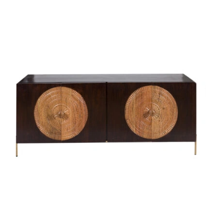 Artekko Attari Μασίφ Ξύλινος Μπουφές σε Φυσική Απόχρωση με Μαύρο (180x45x80)cm