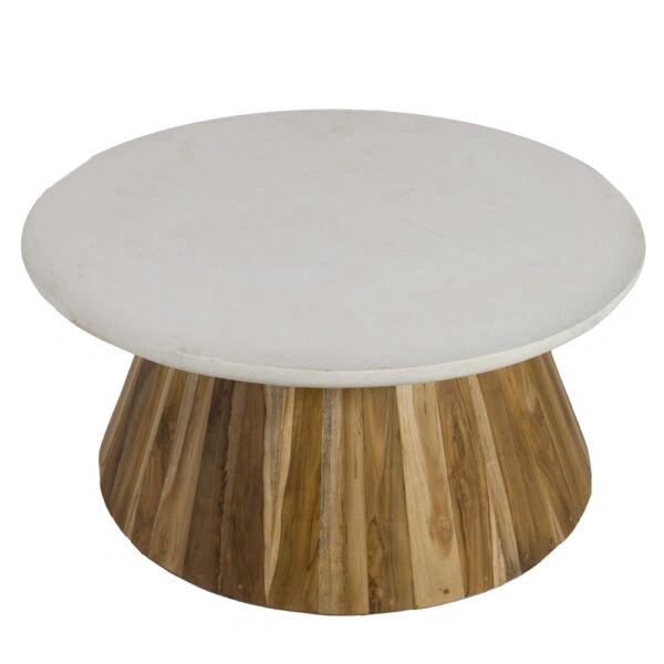 Artekko Solid Καφέ Ξύλινο Τραπέζι Σαλονιού με Λευκή Επιφάνεια Terrazzo (90x90x45)cm