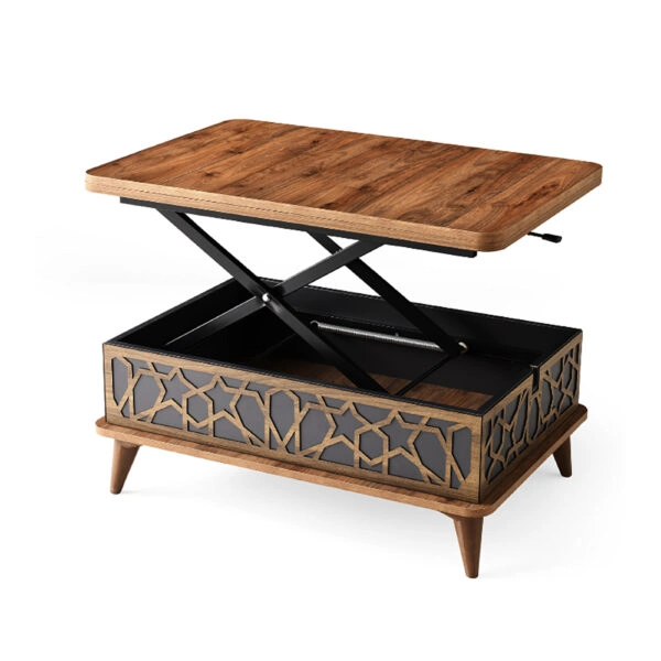 Ada Τραπέζι Σαλονιού Επεκτεινόμενο σε Τραπεζαρία MDF/Μέταλλο Καφέ/Γκρι (90x60x38)cm (120x90x70)cm