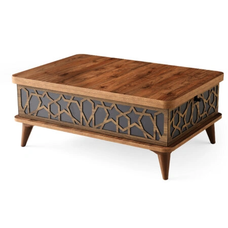 Artekko Ada MDF  Τραπέζι Σαλονιού (90x60x38)cm Επεκτεινόμενο σε Τραπεζαρία (120x90x70)cm