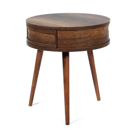 Artekko Strons Καφέ Στρογγυλό Βοηθητικό Τραπέζι MDF (51x51x58)cm