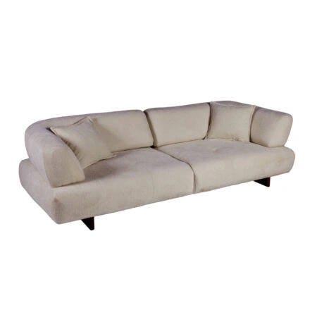 Artekko Anemon Τριθέσιος Μπεζ Καναπές με Μπουκλέ Ύφασμα (240x85x70)cm