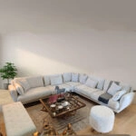 Artekko Zinna Ξύλινος Καναπές Γωνία με Εκρού Ύφασμα (330/300x90x70)cm 3pcs