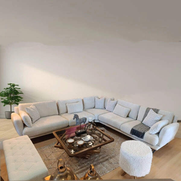 Artekko Zinna Ξύλινος Καναπές Γωνία με Εκρού Ύφασμα (330/300x90x70)cm 3pcs