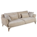 Artekko Ropera Μπεζ Τριθέσιος Καναπές με Μπουκλέ Ύφασμα (210x90x70)cm